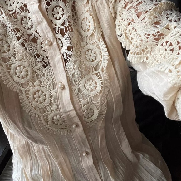 Lace blouse floral womens clothing long sleeve - Picture 8 of 10